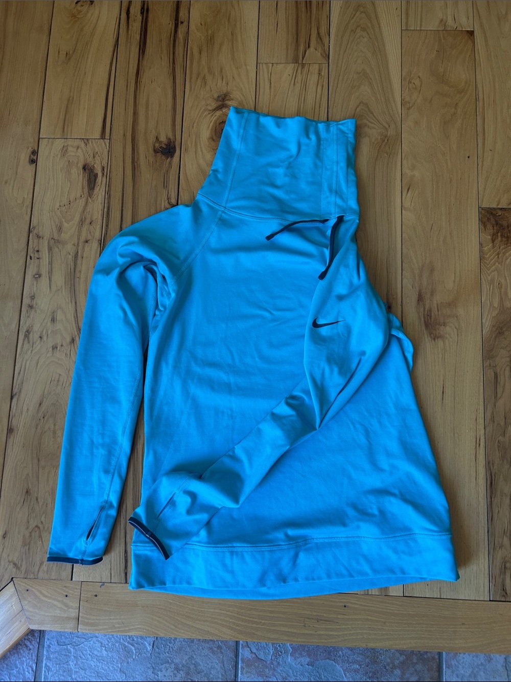 Nike Turquoise Pullover Hoodie with High Collar